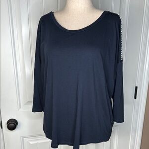 Michael Kors Women's Navy Top with stud Detail Sz 1X